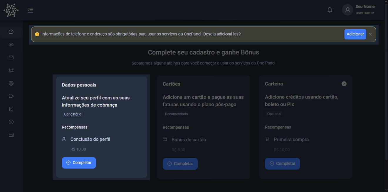 Pontos para atualizar o perfil